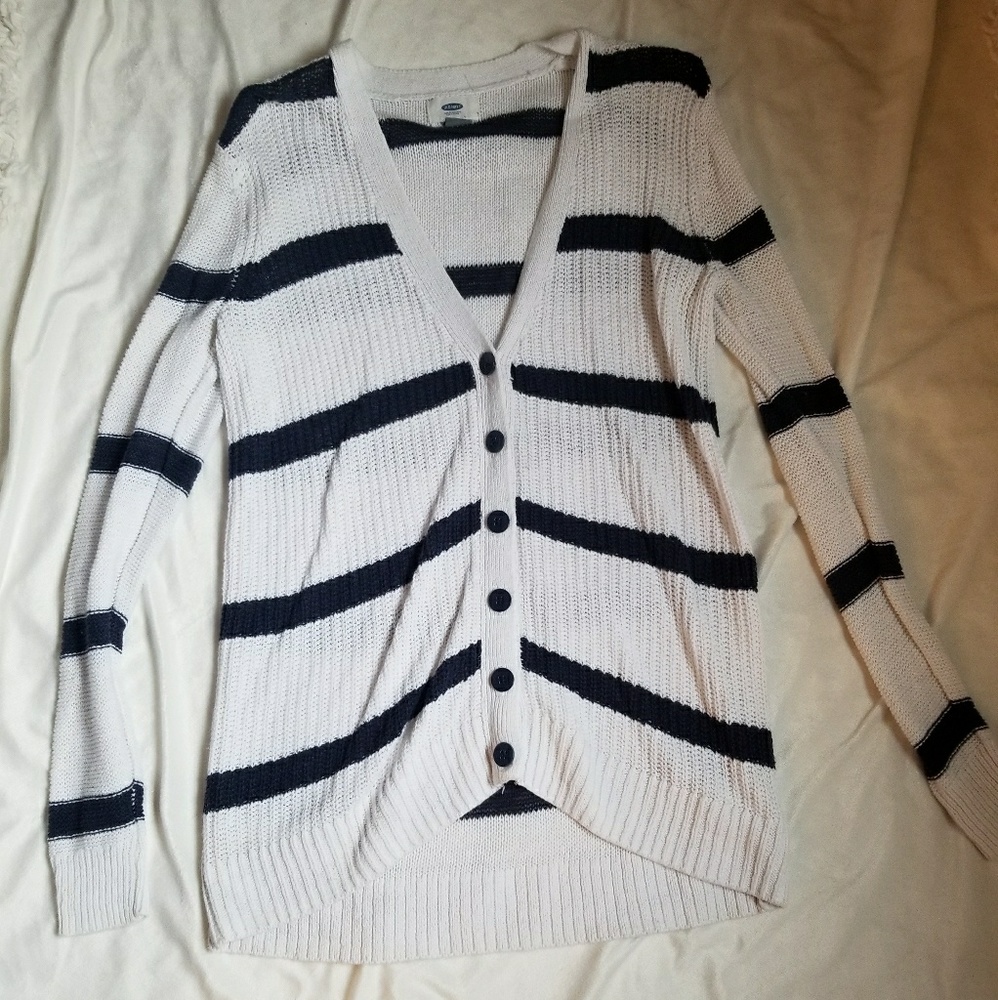 White and blue stripped cardigan